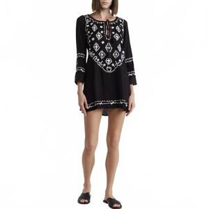 Boho Me Embroidered Sequin Cover-Up Tunic NWT Black Medium